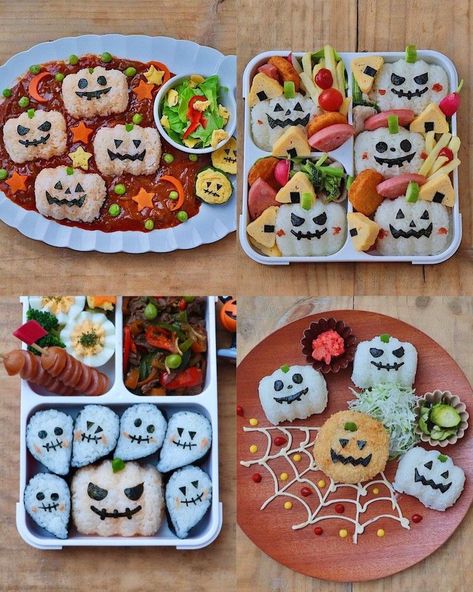 Halloween Bento, Kotak Bento, Halloween Lunch Box, Bento Box Recipes, Halloween Lunch, Japanese Food Bento, Halloween Breakfast, Spooky Food, Fun Halloween Food