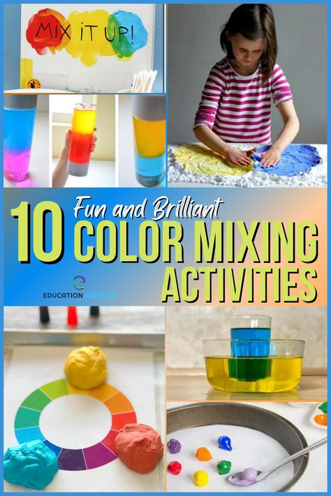 Colour Mixing Eyfs Activities, Kindergarten Color Mixing, Color Mixing Activity Preschool, Color Matching Activity For Preschoolers, Colour Mixing Activities Preschool, Mixing Colors Activities, Colour Provocations, Color Mixing Activities Preschool, Colour Mixing Eyfs