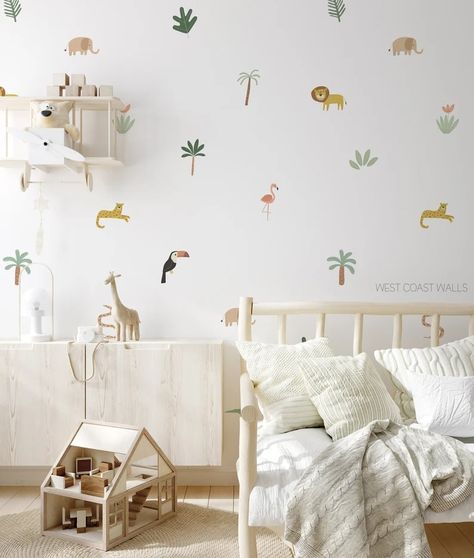 Jungle Animals Removable Wall Decals / Jungle Decor / Removable Wall Stickers / Nursery Decor / Boys Room / Lion Cheetah Toucan Elephant - Etsy Jungle Wall Decals, Animal Decals, Watercolor Cartoon, Jungle Decor, Jungle Wall, Animals Nursery, Nursery Decals, Nursery Decor Boy, Nursery Wall Stickers