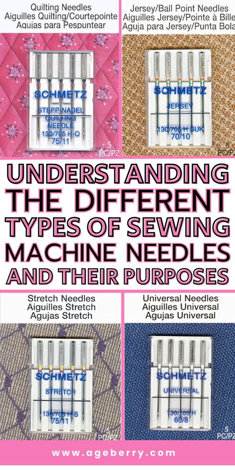 Learn the ins and outs of the various types of sewing machine needles and their specific purposes with this comprehensive sewing guide . From ballpoint needles for knit fabrics to quilting needles for multiple layers, understanding the right needle for the job is crucial for achieving professional results in your sewing projects. Dive deep into the world of sewing machine needles and elevate your stitching game. Sewing Needles Guide, Sewing Machine Needle Guide, Quilting Needles, Sewing Machine For Beginners, Sewing Needle Sizes, Sewing Machine Beginner, Sewing Machine Tension, Sewing Guide, Knitting Top