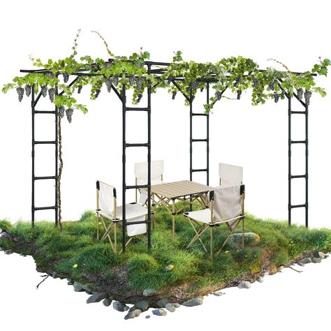 PRICES MAY VARY. 【Size specifications】: Length :118in,width :78.5in,Height :90.5in, steel pipe diameter: 25mm thicker and stronger than the market general garden arch, able to withstand the weight of 90 pounds of climbing plants 【Sturdy Triangle Support Design】: This grape trellis features a sturdy triangle support design, ensuring the stability of the tiered structure while maintaining an attractive appearance 【Durable and Robust Construction】: Made from steel material and coated with plastic, Grape Vine Trellis, Garden Arch Trellis, Grape Trellis, Vine Trellis, White Trellis, Arch Trellis, Garden Pavilion, Garden Entrance, Outdoor Climbing