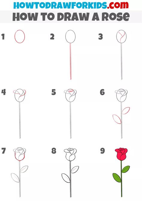 Easy Rose Drawing Step By Step, Flower Writing, Rose Drawing Simple, Media Pembelajaran, Rose Step By Step, Draw A Rose, Leaves Drawing, Drawing Mandala, Easy Flower Painting