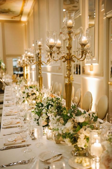 Silver Gold Wedding Theme, Elegant Gold Wedding Decor, Emerald Ivory Gold Wedding, Yellow Gold Wedding Theme, Ivory And Gold Wedding Flowers, Romantic Gold Wedding, White And Gold Wedding Tablescape, Ivory And Champagne Wedding Decor, Gold And Sage Wedding Theme