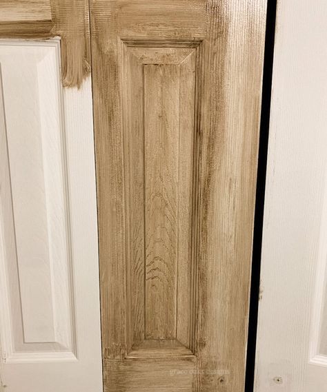 Gel Stain Faux Wood, Deur Makeover, Faux Wood Paint, Faux Wood Finish, Stained Doors, Hemma Diy, Gel Stain, Diy Makeover, Furniture Renovation