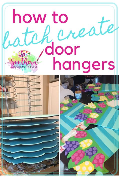 Pop-up sales, pre-orders, and batch creating are just a few of the tips Tamara Bennett from Southern A-door-nments Decor shares. how to sell door hangers | business tips for crafters | diy door hanger painters #southernadoornmentsdecor #boostsales #batchcreatingdoorhangers #worksmarternotharder How To Store Door Hangers, Picture Frame Door Hanger, Door Hanger Storage, Door Hanger Booth Set Up, Door Hanger Attachments, How To Display Door Hangers At Craft Show, Door Hanger Business, How To Make A Door Hanger, Colorful Door Hangers