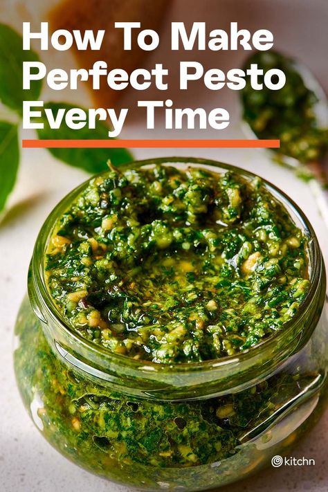 Making pesto is as simple as processing your ingredients together. We’ll show you the wide variety of ingredients you can use, and we’ll walk you through the recipe and techniques that will yield the best taste and texture for pesto. #makingpesto #perfectpesto #homemadepest #homemade #pesto #pestorecipe #pestorecipes Make Your Own Pesto, The Best Pesto Recipe, Basil Pesto Canning Recipe, Best Homemade Pesto Recipe, Traditional Pesto Recipe, Homemade Pesto Recipe Easy, Recipe For Pesto Sauce, How Do You Make Pesto, Canning Pesto Recipe