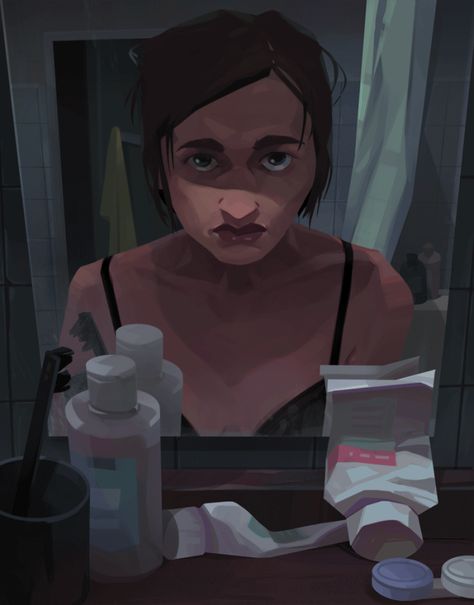 ArtStation - Mirror 2, Adeliia Koldarova Mirror Illustration, Mirror Drawings, Monster Under The Bed, Digital Art Beginner, Animation Tutorial, Mirror Painting, Animation Reference, Graphics Illustration, Illustration Digital