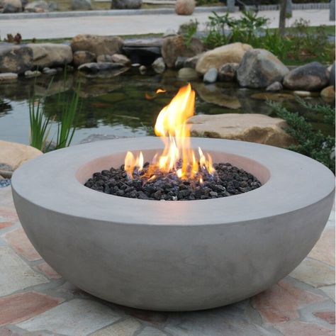 Sol 72 Outdoor Kristian Bowl Concrete Propane Fire Pit Table | Wayfair.co.uk Outside Fire Pits, Fire Pit Materials, Fire Pit Ring, Propane Fire Pit Table, Fire Pit Bowl, Dessert Easy, Fire Pit Designs, Propane Fire Pit, Diy Fire Pit