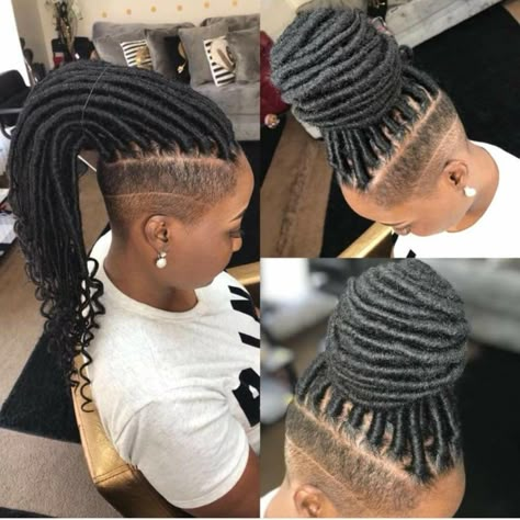 Braided Mohawk Hairstyles, Faux Loc, Shaved Side, Braids With Shaved Sides, Mohawk Styles, Faux Locks, Shaved Side Hairstyles, Shaved Hair Designs, Tapered Natural Hair