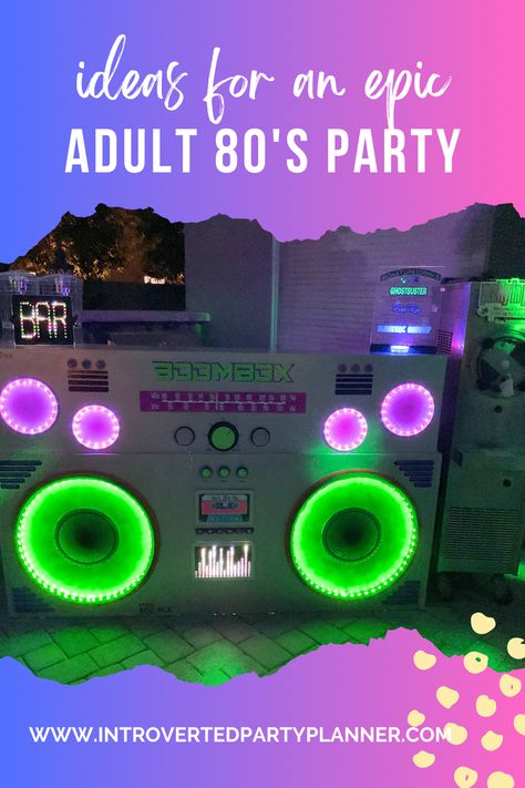 The 1980's were such a great decade why not celebrate them? Check out our ideas for an 80's Birthday Party. 80s Theme Anniversary Party, 80s Movie Party Theme, 80s Outdoor Party, 1983 Party Ideas, 1980 Party Ideas Decoration, 1984 Birthday Party, 80s Party For Men, 80s Theme Party Ideas For Adults, Eighties Themed Party