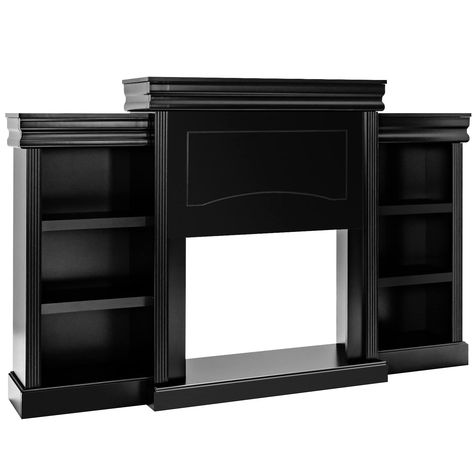 Tv Camino, Fireplace Cabinet, Media Fireplace, Bookcase Tv Stand, Media Entertainment Center, Wooden Mantel, Media Console Table, Black Fireplace, Video Equipment