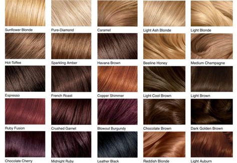 Hair Color Chart: Shades of Blonde, Brunette, Red & Black Feria Hair Color, Champagne Blond, Highlights Bob, Blonde Hair Color Chart, Hair Color Brown Chestnut, Hair Color Pictures, Cinnamon Hair, Beige Blond, Brunette Red