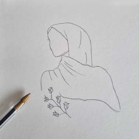 #hijabi #hijabidrawing #drawingofhijab #drawing #sketch #simple drawing #easy drawing How To Draw A Hijab, Hijab Drawing Reference, Hijabi Sketch, Hijabi Drawing, Hijab Sketch, Face Pencil Drawing, Hijab Art, Self Portrait Drawing, Hijab Drawing