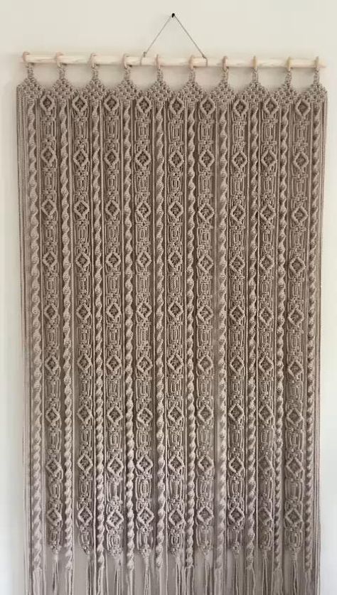 Macrame Curtain For Door or Window, Handmade Macrame Curtain, Gift For Home I'm very pleased to introduce this new model to you. Macreme Curtain Dark Beige. I hope you like my new design. #homedecor #decorationideas #walldecor #macramedecor #decorinspo #inspoboard #diydecoration #boho #hippie #bohemian Curtain For Door, Room Divider Wall, Macrame Curtains, Macrame Door Curtain, Curtain Room Divider, Macrame Plant Hanger Tutorial, Macrame Bracelet Patterns, Boho Crafts Diy, Macrame Knots Pattern