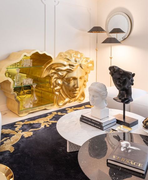 Versace Interior, Odd Decor, Versace House, Versace Home Decor, Versace Furniture, Boots 2022, Jewelry Chains, Italian House, Versace Logo