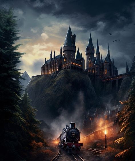 Poster Harry Potter, Harry Potter Train, Harry Potter Wallpaper Backgrounds, Harry Potter Castle, School Of Magic, Harry Potter Bedroom, Harry Potter Background, Harry Potter Poster, Harry Potter Tattoos