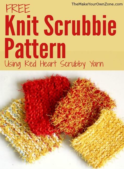 Knit Scrubbie Pattern Using Red Heart Scrubby Yarn Knitting Scrubbies Free Pattern, Scrubby Yarn Patterns, Scrubby Yarn Crochet Patterns, Scrubby Yarn Crochet, Free Knit Pattern, Modern Knitting Patterns, Scrubby Yarn, Dishcloth Crochet Pattern, Modern Knitting