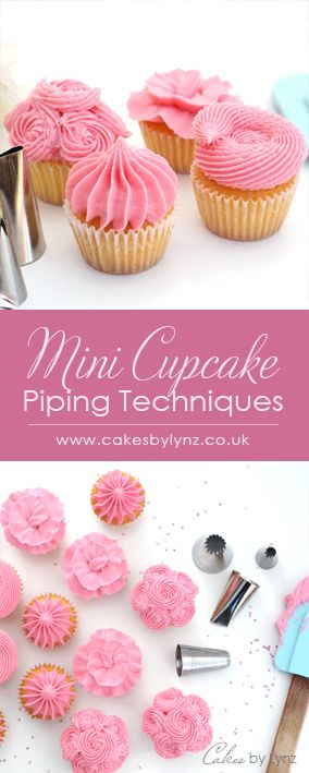 Frosting Mini Cupcakes Techniques, Mini Cupcakes With Flowers, Simple Mini Cupcake Designs, How To Frost Mini Cupcakes, Frosting Mini Cupcakes, Piping Mini Cupcakes, Decorate Mini Cupcakes, Decorating Mini Cupcakes, Cupcake Piping Techniques Videos