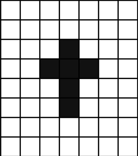 The smallest pixel art template of the religious cross from the Christian community, whom Jesus died upon. Minecraft Pixel Art Templates Easy, Pixel Art Without Black, Christian Pixel Art, Pixel Drawing Small, Christianity Symbols, Pixel Art Grid Easy Small, Small Pixel Art Pattern, Small Pixel Art Ideas, Pixel Art Mini