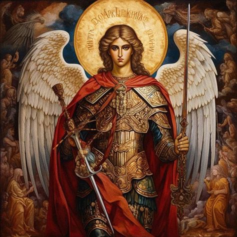 Archangel Michael Painting, Archangel Michael Aesthetic, Angel Michael Archangel, Arc Angel Michael, Archangel Michael Art, Samael Angel, Uriel Archangel, All Archangels, Saint Michael Angel