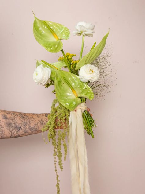 Fall Wedding Flower Trends: Amaranthus Green Amaranthus Wedding, Bouquet With Amaranthus, Amaranth Bouquet, Amaranthus Wedding, Amaranthus Bouquet, Green Amaranthus, Amaranth Flower, Small Bridesmaid Bouquets, Lime Green Weddings