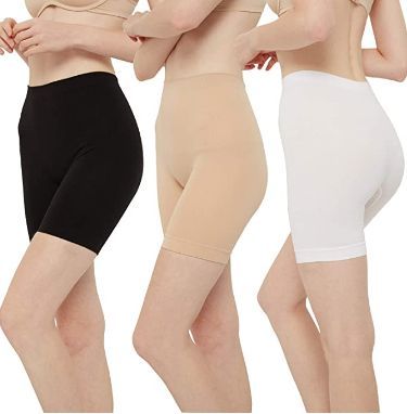 NYLON-SPANDEX SLIP SHORTS: These shorts are made of 90% nylon, 10% spandex. Wash care: Wash with warm water; Non-chlorine bleach only; Tumble dry-normal temperature; Do not iron NO THIGH CHAFING SLIP SHORTS: These nylon slip shorts are perfect for under dresses and skirts to help prevent thigh chafing. You can also wear them as REGULAR SHORTS with T-Shirts. These undershorts are also a perfe Shorts For Under Dresses, Anti Chafing Shorts, Thigh Chafing, Short Noir, Slip Shorts, Vintage Denim Shorts, High Waist Dress, Summer Jeans, Under Dress