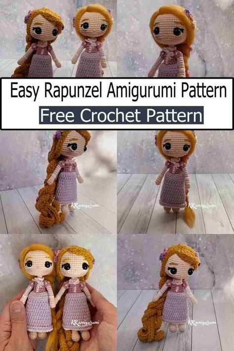 Rapunzel Princess Amigurumi Rapunzel Crochet Pattern Free, Crochet Rapunzel, Rapunzel Crochet, Princess Amigurumi, Princess Dress Patterns, Rapunzel Princess, Delicate Dress, Crochet Hippo, Crochet Photo Props