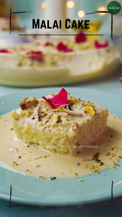 Eggless Deserts Recipe, Eggless Desert, Malai Cake Recipe, Eggless Dessert Recipes, Halal Desserts, Malai Cake, Recipe Desert, Cake Recipe Eggless, Apple Cake Recipe Easy