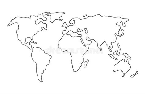 World Map Sketch, World Outline, World Map Silhouette, World Map Outline, World Map Painting, World Map Tattoos, Map Sketch, Be You, Continents And Oceans