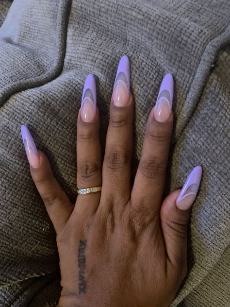 Pastel Purple Coffin Acrylic Nails, Violet Acrylic Nails, Lavender And White Nails, Lavender Prom Nails, Lavender Almond Nails, Lavender Purple Nails, Light Purple Acrylic Nails, Lavender Acrylic Nails, Light Purple Nails