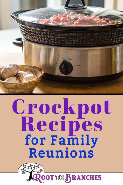 Family Reunions- Crockpot recipes for family reunions Crockpot Recipes For Family, Reunion Food Ideas, Family Reunion Food Ideas, Crockpot Potluck, Family Reunion Food, Easy Potluck, Crockpot Chili, Crock Pot Recipes, Dump Meals