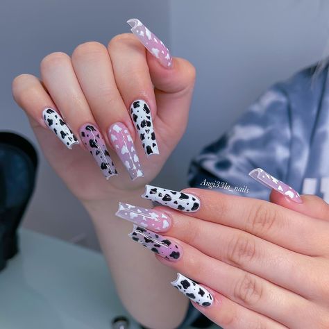 #Beauty #Nail #pinkcoffin #PinkCoffinNailDesigns #PinkCoffinNails #pinknaildesigns #pinknailsPosted by Zoe Scott: Hello there! Welcome to our article showcasing an array of stunning pink coffin nail designs. From elegant and classic to bold and trendy, we have cur... Pink Coffin Nail Designs, Cow Print Nail Ideas, Uni Nails, Cow Print Nails, Chic Manicure, Coffin Nail Designs, Pink Coffin, Cow Nails, Light Pink Nails