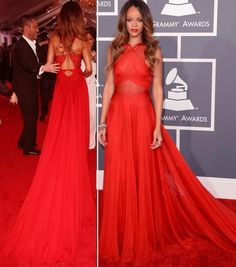 Love, love, love this Alaia dress that Rihanna wore to the Grammys. I want a white one for my wedding. . . Prom Dresses 2020 Red, Rihanna Red Dress, Rihanna Dress, Alaia Dress, Celebrity Inspired Dresses, Prom Dresses 2020, Dresses 2013, Red Chiffon, Red Dresses