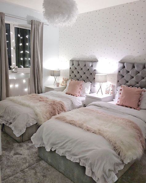 Bilik Tidur Perempuan, Bedroom Ideas For Teenage Girl Rooms, Bilik Idaman, Shared Girls Bedroom, Dekorasi Kamar Tidur, Bilik Tidur, Girl Bedroom Designs, Teen Bedroom Decor, Modern Bedroom Design