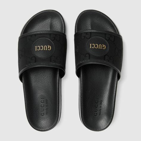 Shop the Men's Gucci Off The Grid slides in black at GUCCI.COM. Enjoy Free Shipping and Complimentary Gift Wrapping. Slides For Men, Mens Slide Sandals, Gucci Slides, Designer Slides, Men Slides, Mens Shoes Black, Mens Designer Shoes, Gucci Men Shoes, Off The Grid