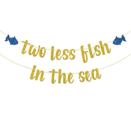 two less fish in the sea banner nautical theme wedding engagement party decoration supplies funny bridal shower bachelorette party decor banner photo booth prop beach wedding party decoration supplies sea theme engagement wedding bachelorette party decor couples shower decoration Color: Gold. Fish Themed Bachelorette Party, Nautical Hens Party, Lake Bridal Shower Theme, Coastal Theme Engagement Party, Sea Theme Bridal Shower Ideas, All I Sea Is Love Bachelorette, Ocean Bachelorette Party Beach Themes, Shark Bachelorette Party, Sea Bridal Shower Ideas