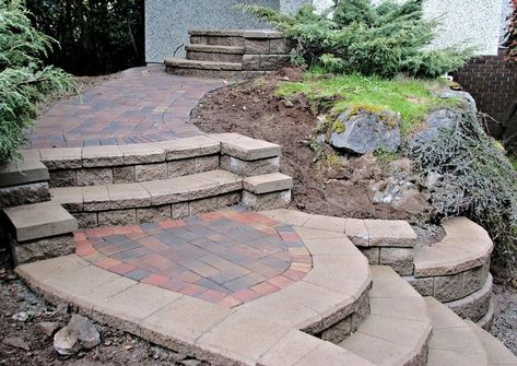 Paver Steps, Stone Pavers, How To Build Steps, Patio Steps, Paver Walkway, Landscaping Tools, Garden Stairs, Stone Stairs, Outdoor Steps