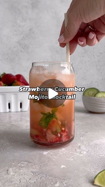 Mary Smith on Instagram: "STRAWBERRY CUCUMBER MOJITO MOCKTAIL 🍓🥒 Happy Friday!! This drink is so fun and refreshing! Feel free to add 2 oz rum if desired.
.
Comment “recipe” below and I’ll send it directly to you! Cheers! Recipe is also linked in my bio ❤️
.
#mocktails #cocktails #summerdrinks #happyhour #summer #mojito #mojitomocktail #glutenfree #easydrinks #refreshingdrinks #mocktailideas" Summer Mojito, Cucumber Mojito, Strawberry Cucumber, Mojito Mocktail, Easy Drinks, Send It, Refreshing Drinks, Mocktails, Mojito