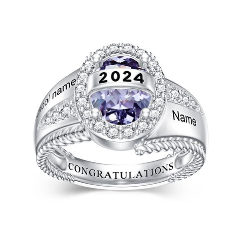 PRICES MAY VARY. [Fully Personalized Class Ring]:Express your essence in your graduation ring with more than 4 custom features. Choose the ring color and material type, select your birthstone, add the texts of your choice that identifies you the most. Our class rings are made with the highest quality materials to ensure that your graduation keepsake will last forever. [Class Ring Meaning]:It's not just a ring, it's a symbol of everything you've accomplished. Our Class Rings are as unique as your College Class Ring, Ring Meaning, College Ring, Class Rings High School, Graduation Ring, Rings With Meaning, Graduation Keepsake, Engraving Ring, College Rings