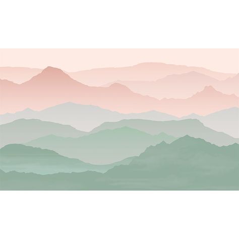 Desert Mountain Mural, Pink Mountain Mural, Ombre Mountain Mural, Mountain Mural Bedroom, Ombre Mountains, Mountains Nursery, Mountain Clipart, Small Bedroom Inspiration, Painted Brick Walls