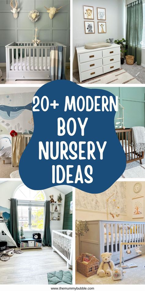 baby boy nursery ideas Best Nursery Themes, Little Boys Nursery Ideas, Modern Boys Nursery, Baby Nurseries Ideas, Nursery Color Palette Boy, Nursery With Dark Furniture, Simple Boy Nursery Ideas, Modern Baby Boy Nursery Room Ideas, Unique Baby Boy Nursery Themes