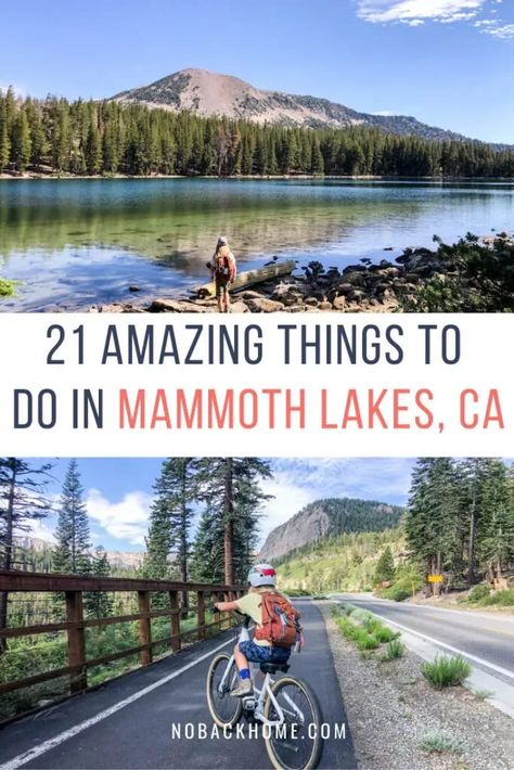 Mammoth Lakes CA is known as an outdoor lovers playground. Here you can go skiing in the winter, hiking and biking in the summer and so much more. We share the best things to do in Mammoth including biking, hiking, kayaking as well as seeing the geologic sites of the area. #hiking #camping #mammothlakes #california #outdoorsfamily Things To Do In Mammoth, Mammoth Lakes California, California Road Trip, Travel Bucket List Usa, Mammoth Lakes, California Vacation, California Travel Road Trips, American Travel, Usa Travel Destinations