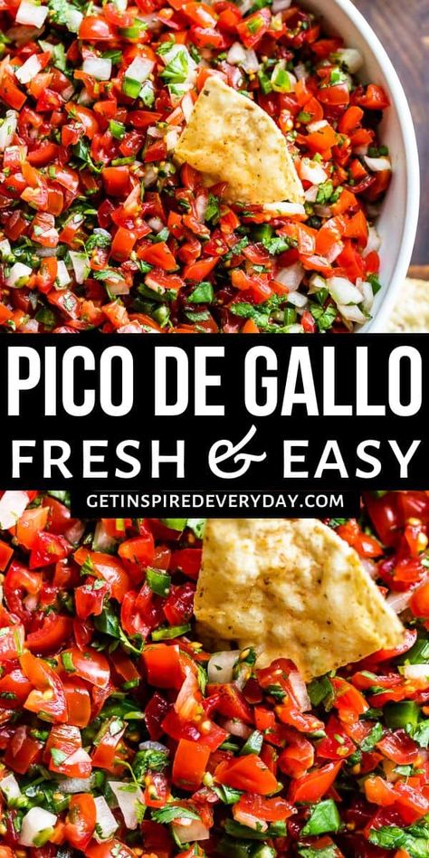 Pico de Gallo is a simple fresh salsa that's easy to make and keeps for days in the fridge as well! You'll find yourself making it for everything from a 'tortilla chips and salsa snack' to any Mexican-inspired meal. A good Pico de Gallo is all about simple, fresh ingredients, and I've included all my tips for success below. Easy to make, authentic Pico de Gallo is the perfect upgrade to your favorite Mexican dinners. Roast Beef Enchiladas, Picodegallo Salsa, Salsa Fresca Recipe, Homemade Salsa Recipe, Mexican Salsa, Salsa Fresca, Diy Easy Recipes, Food Charlatan, Eggs Recipe