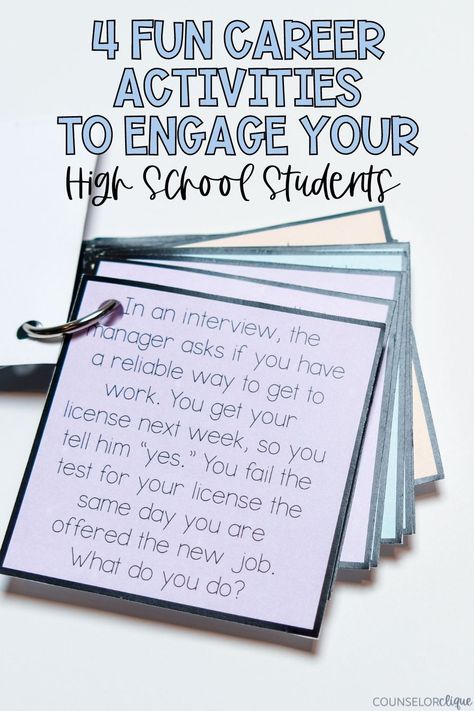 Discussion Activities High School, Job Exploration Activities, Career Fair Theme Ideas, College And Career Readiness Middle School, High School Guidance Lessons, Career Launch Activities, Middle School Career Activities, Avid High School Activities, Career Projects For High School