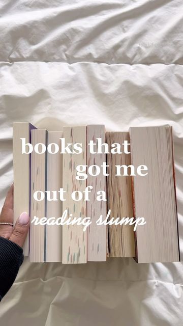 Tej | Readaholic Book Reviews on Instagram: "✨books that got me out of a reading slump✨ 💬What do you do when you feel like you’re in a reading slump? I try to switch genres, take a break and watch a tv show or often reread favorites! These are a few books that got me out of a reading slump and became favorites. I couldn�’t read them fast enough 😍 #bookslump #booklover #romancebooks #bookstack #bookstagram #booktok #romantasyboks #bookrecs #bookaddict #readingnook #romcom #bookreader #bookblogger #booktube"