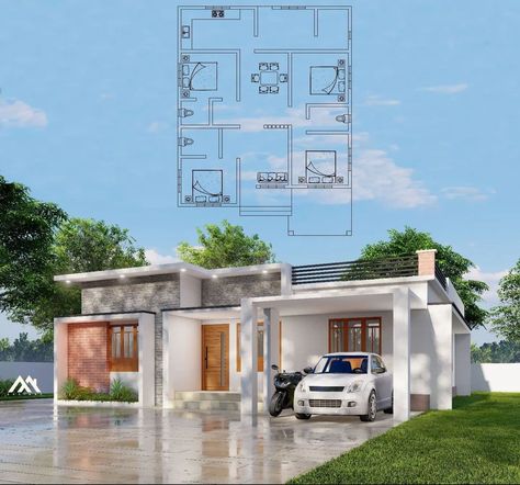 Kerala House Design Single Floor, Ground Floor House Design, House Hall Design, Front Building Design, Single Floor House Design, Kerala Home, Kerala House, House Balcony, House Outer Design