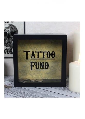 Tattoo Fund Money Box Curiosity Tattoo, Money Saving Box, Wooden Money Boxes, Savings Box, Gothic Gifts, Cabinet Of Curiosities, Home Tattoo, Star Tattoos, Gothic House