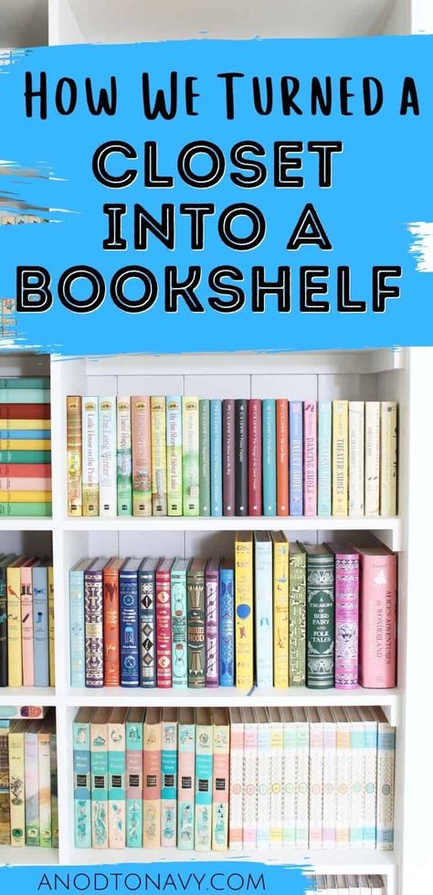 Closet Library, Closet Bookshelves, Converted Closet, Bookshelf Closet, Closet Conversion, Bookshelves For Small Spaces, Styling A Bookcase, Bookshelf Diy, Bookshelf Small