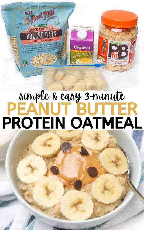 Peanut Butter Protein Oatmeal with NO protein powder, just egg whites! Macro friendly, and a huge serving for just 266 calories! Quick Macro Friendly Breakfast, Macro Friendly Oatmeal Recipes, Egg White Baked Oatmeal, Macro Friendly Breakfast Ideas, Proats Protein Oatmeal, Breakfast Macro Friendly, Macro Friendly Oatmeal, Easy Macro Friendly Breakfast, Christian Meals