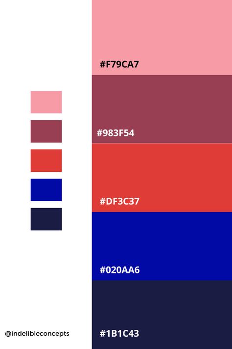 Red Blue Neutral Color Palette, Navy Blue Hot Pink Color Palettes, Pink Red And Blue Aesthetic, Pink Red Orange Blue Color Palette, Pink Red Blue Color Palette, Red Blue Purple Color Palette, Blue And Red Colour Palette, Energy Color Palette, Red And Blue Color Palette